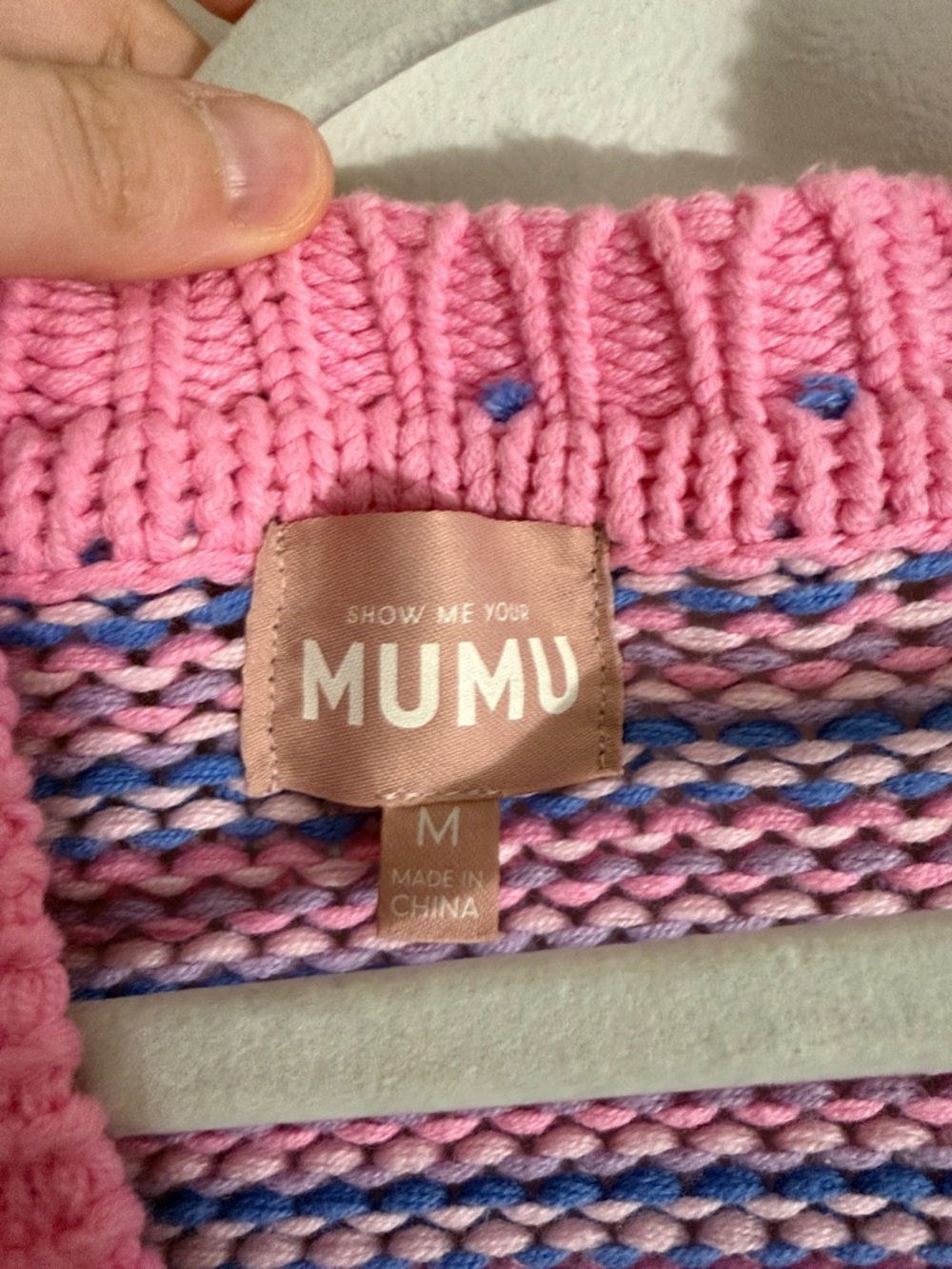 Show Me Your MuMu Pink Multi-Stripe V-Neck Cropped Cardigan - Picture 2 of 3